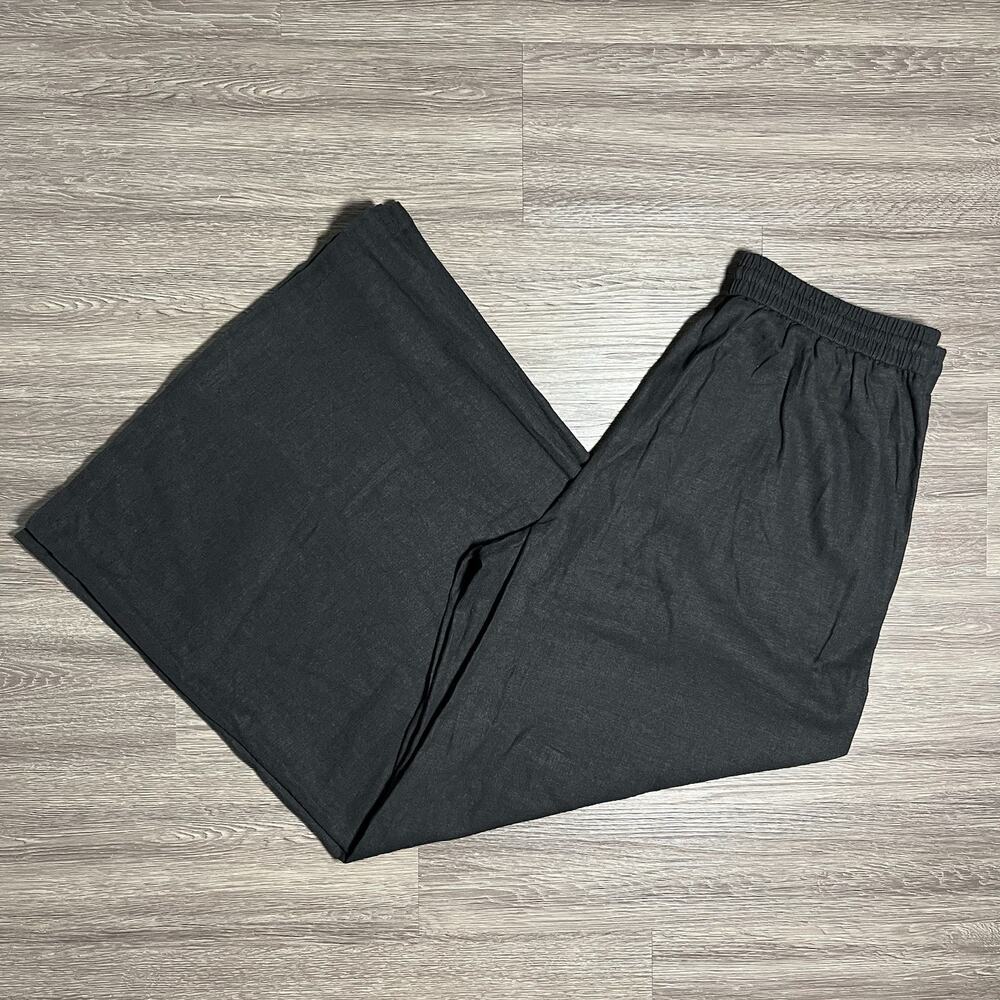 Simply Vera Wang Extra Wide Leg Linen Blend Pants Women's M Drawstring EUC